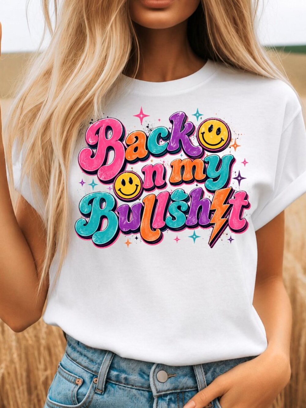 Graphic T Shirt My BS Funny Trendy Short Sleeve Tee Womens Top White